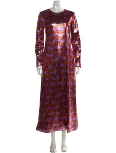 Pre-owned La Doublej Printed Long Dress In Purple