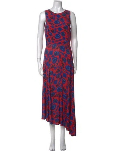 Pre-owned La Doublej Printed Long Dress In Red