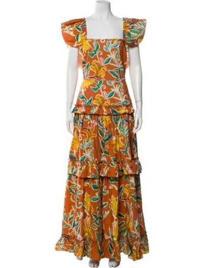 Pre-owned La Doublej Printed Long Dress W/ Tags In Brown