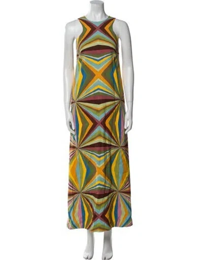 Pre-owned La Doublej Printed Long Dress W/ Tags In Green