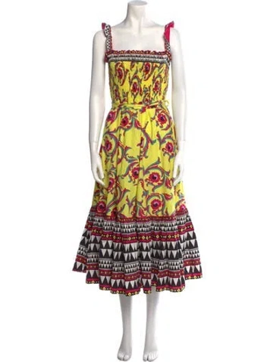 Pre-owned La Doublej Printed Long Dress In Yellow