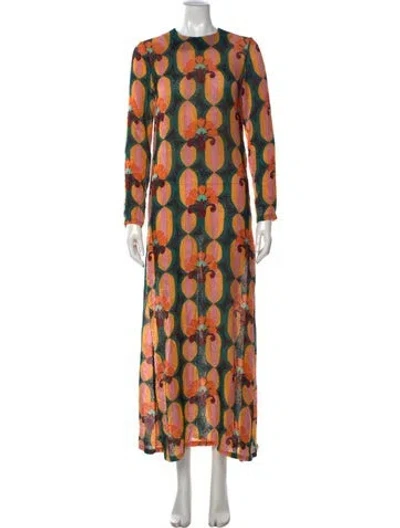 Pre-owned La Doublej Printed Long Dress In Yellow