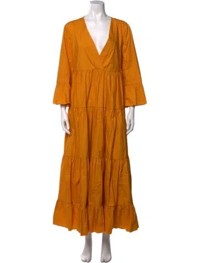 Pre-owned La Doublej Printed Long Dress In Yellow