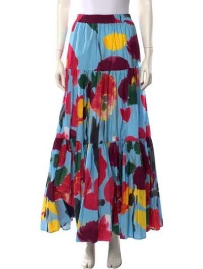 Pre-owned La Doublej Printed Long Skirt In Blue