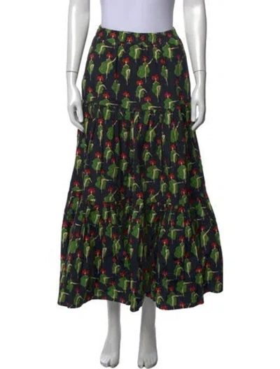 Pre-owned La Doublej Printed Long Skirt In Blue