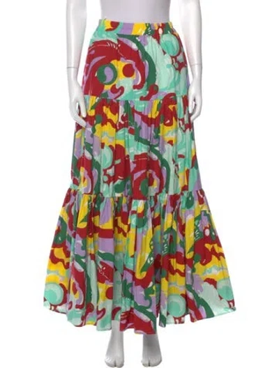 Pre-owned La Doublej Printed Long Skirt In Green