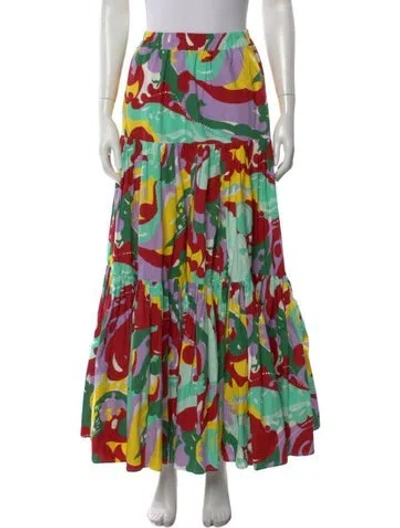 Pre-owned La Doublej Printed Long Skirt In Green