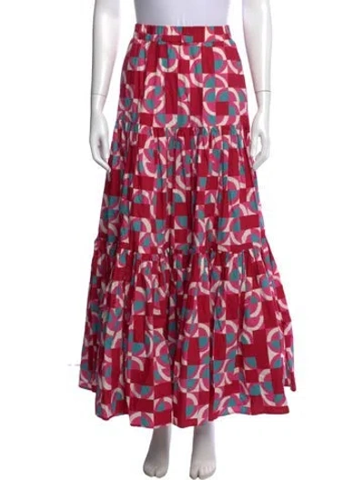Pre-owned La Doublej Printed Long Skirt In Pink