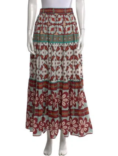 Pre-owned La Doublej Printed Long Skirt In Red