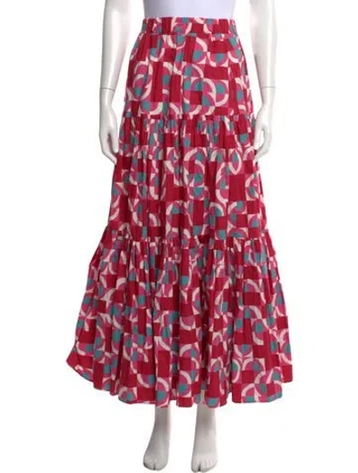 Pre-owned La Doublej Printed Long Skirt In Red