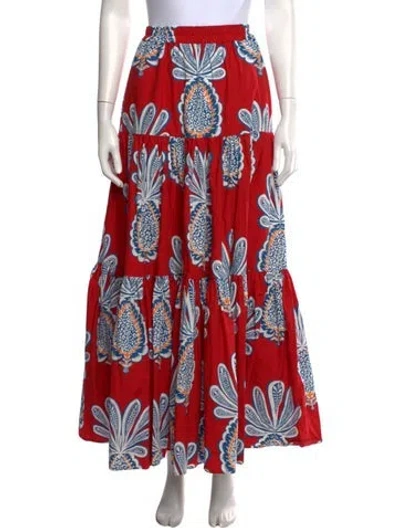 Pre-owned La Doublej Printed Long Skirt In Red