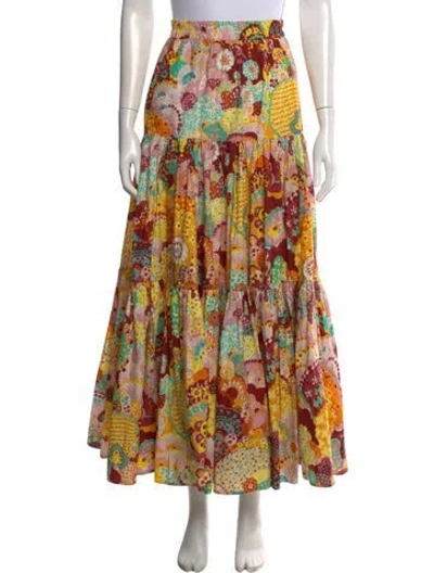 Pre-owned La Doublej Printed Long Skirt In Yellow