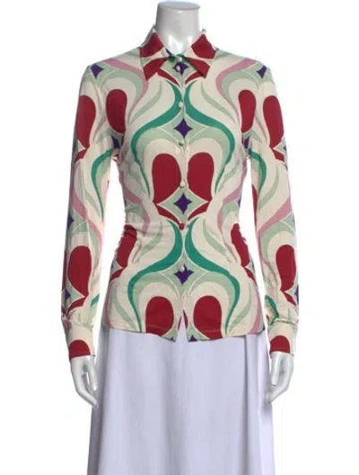 Pre-owned La Doublej Printed Long Sleeve Blouse In Black
