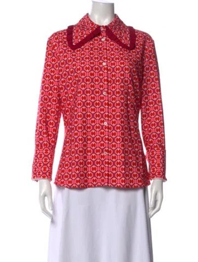 Pre-owned La Doublej Printed Long Sleeve Blouse W/ Tags In Pink
