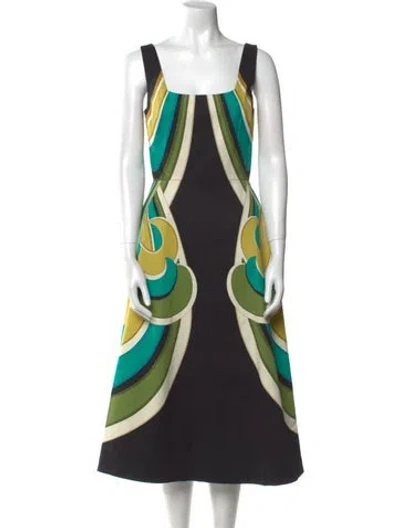 Pre-owned La Doublej Printed Midi Length Dress In Black