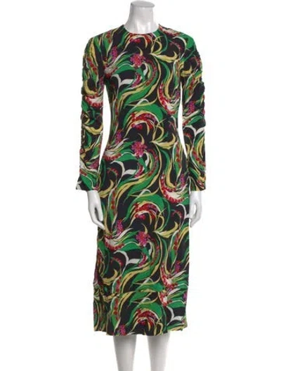 Pre-owned La Doublej Printed Midi Length Dress In Black