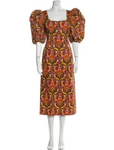 Pre-owned La Doublej Printed Midi Length Dress In Black