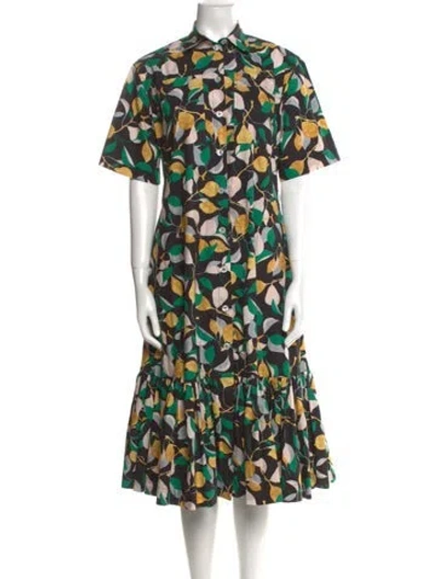 Pre-owned La Doublej Printed Midi Length Dress In Black