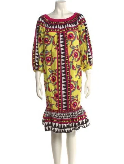 Pre-owned La Doublej Printed Midi Length Dress In Black