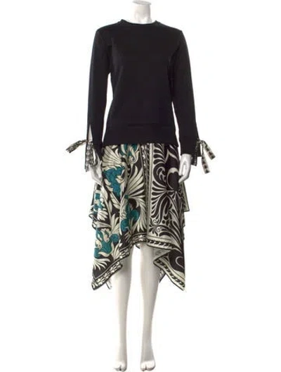 Pre-owned La Doublej Printed Midi Length Dress In Black