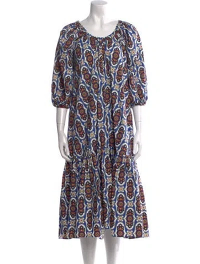 Pre-owned La Doublej Printed Midi Length Dress In Blue