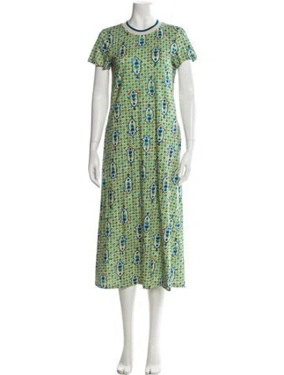 Pre-owned La Doublej Printed Midi Length Dress In Blue
