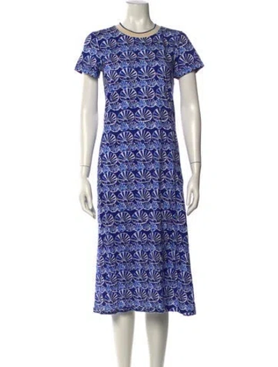 Pre-owned La Doublej Printed Midi Length Dress In Blue
