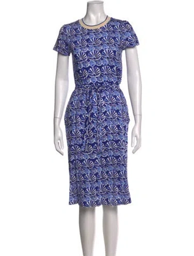 Pre-owned La Doublej Printed Midi Length Dress In Blue