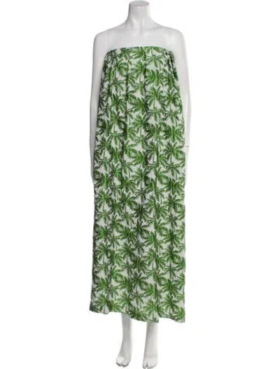 Pre-owned La Doublej Printed Midi Length Dress In Green