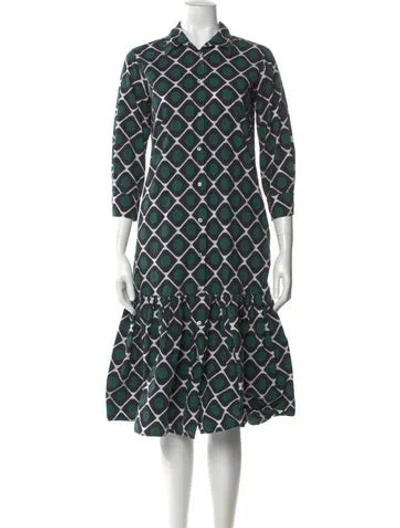 Pre-owned La Doublej Printed Midi Length Dress In Green