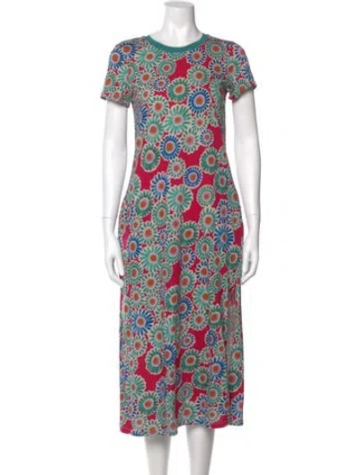 Pre-owned La Doublej Printed Midi Length Dress In Green