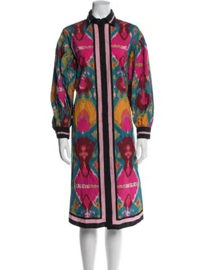 Pre-owned La Doublej Printed Midi Length Dress In Green