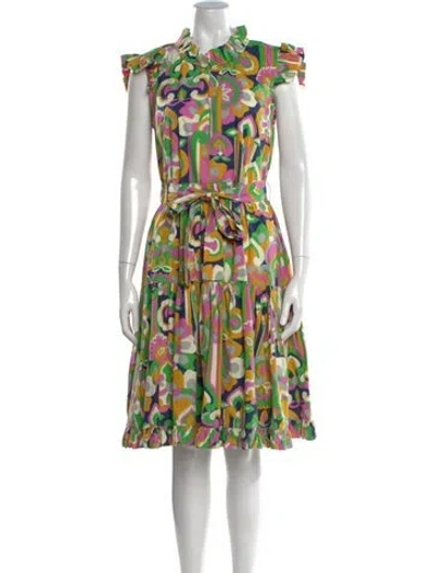 Pre-owned La Doublej Printed Midi Length Dress In Green