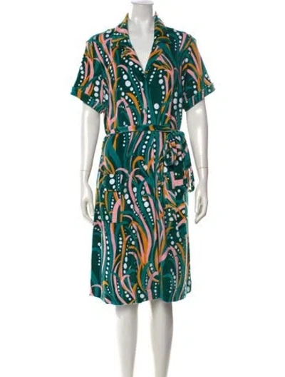 Pre-owned La Doublej Printed Midi Length Dress In Green