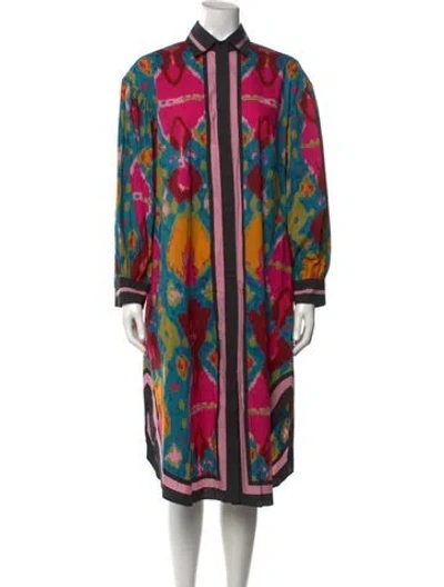 Pre-owned La Doublej Printed Midi Length Dress In Green