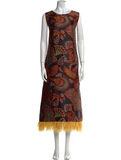 Pre-owned La Doublej Printed Midi Length Dress In Multi