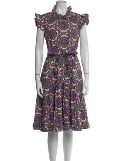 Pre-owned La Doublej Printed Midi Length Dress In Multi