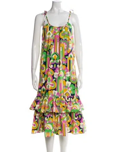 Pre-owned La Doublej Printed Midi Length Dress In Orange
