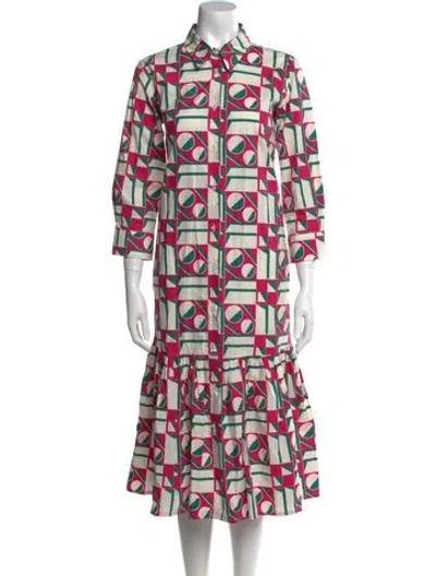 Pre-owned La Doublej Printed Midi Length Dress In Pink