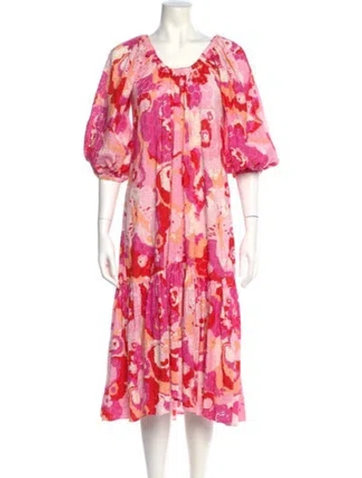 Pre-owned La Doublej Printed Midi Length Dress In Pink