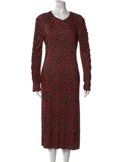 Pre-owned La Doublej Printed Midi Length Dress In Red