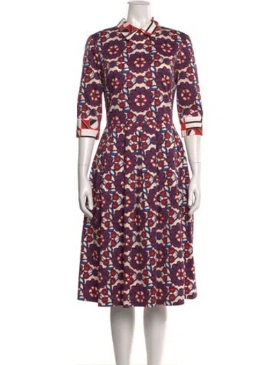 Pre-owned La Doublej Printed Midi Length Dress In Red