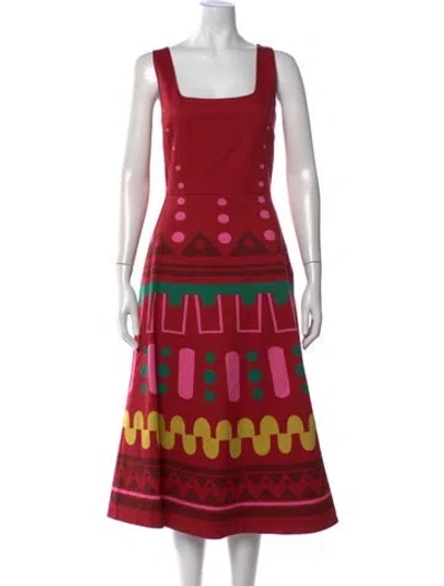 Pre-owned La Doublej Printed Midi Length Dress In Red