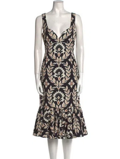 Pre-owned La Doublej Printed Midi Length Dress W/ Tags In Black