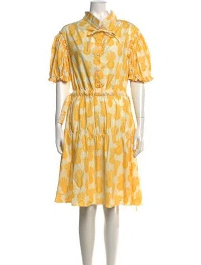 Pre-owned La Doublej Printed Midi Length Dress W/ Tags In Yellow