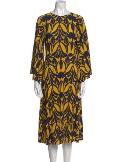 Pre-owned La Doublej Printed Midi Length Dress In Yellow