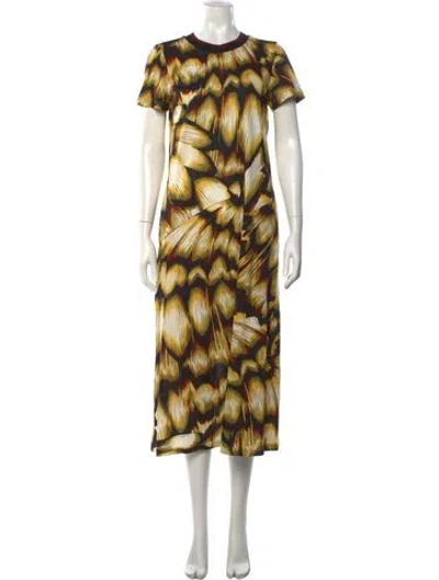 Pre-owned La Doublej Printed Midi Length Dress In Yellow
