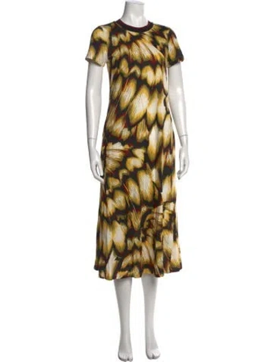 Pre-owned La Doublej Printed Midi Length Dress In Yellow