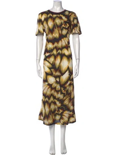 Pre-owned La Doublej Printed Midi Length Dress In Yellow