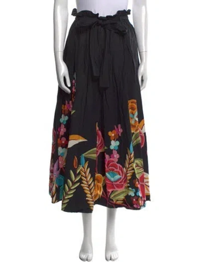 Pre-owned La Doublej Printed Midi Length Skirt In Black